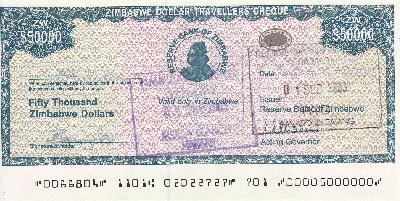 Beschrijving voorzijde: TRAVELLERS CHEQUE